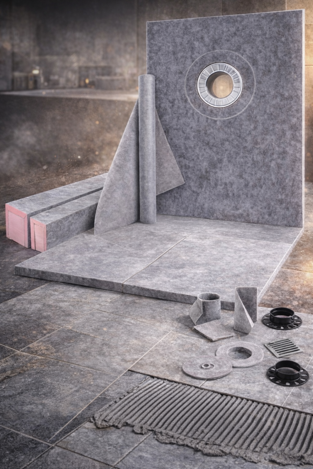 Base de douche 38" x 60" tout-en-un avec étanchéité intégrée et drain inox pour une installation fiable et durable.