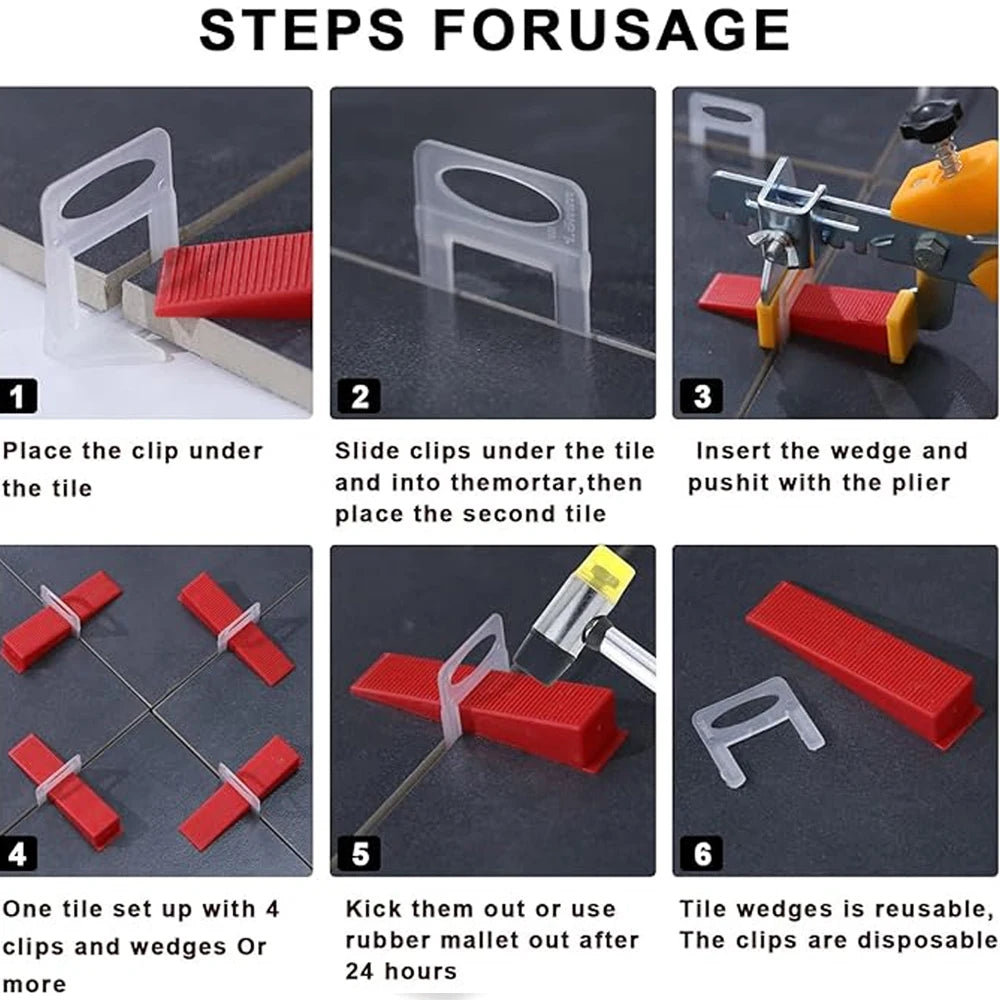 – Système de nivellement réutilisable pour carrelage (50 à 500 pièces)